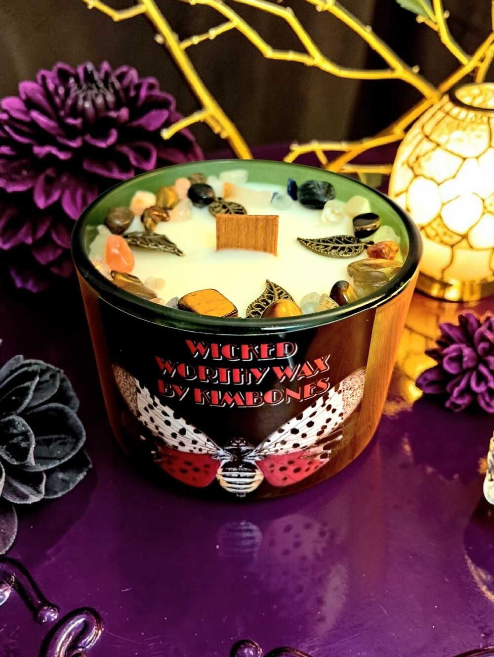 Hand crafted, Wicked Worthy Wax, Golden Branch 4 oz candle - Picture 2 of 2